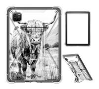 Case for iPad Pro 12.9 2022/2021/2020/2018,Clear TPU Shockproof Stand Bumper Back Cover Transparent Case for iPad Pro 12.9" 6th Gen/5th Gen/4th Gen/3rd Gen,Highland Cow on Isle of