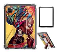 Case for iPad Pro 12.9 2022/2021/2020/2018,Clear TPU Shockproof Stand Bumper Back Cover Transparent Case for iPad Pro 12.9" 6th Gen/5th Gen/4th Gen/3rd Gen,Black Woman Queen