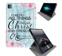 Case for iPad Pro 12.9 2022/2021/2020/2018/iPad Air 13 2024/2025-360 Rotating Stand Folding Protective Cover with Auto Sleep/Wake,Bible Verses Philippians 4-13