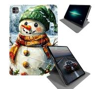 Case for iPad Pro 12.9 2022/2021/2020/2018/iPad Air 13 2024/2025-360 Rotating Stand Folding Protective Cover with Auto Sleep/Wake,Snowman with Hat