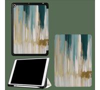 Case for iPad Pro 12.9 2022/2021/2020, Leather Tri-fold Stand Case Smart Cover with Auto Sleep/Wake, for iPad Pro 12.9 Inch 6th/5th/4th Generation Golden Graffiti Heavy Brushstrokes-Blue