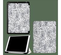 Case for iPad Pro 12.9 2022/2021/2020, Leather Tri-fold Stand Case Smart Cover with Auto Sleep/Wake, for iPad Pro 12.9 Inch 6th/5th/4th Generation Black Stripes Rose-White