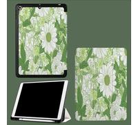 Case for iPad Pro 12.9 2022/2021/2020, Leather Tri-fold Stand Case Smart Cover with Auto Sleep/Wake, for iPad Pro 12.9 Inch 6th/5th/4th Generation Chrysanthemum Leaves Elegant Petals-Green