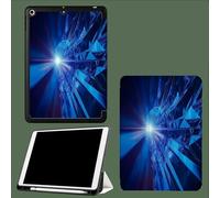 Case for iPad Pro 12.9 2022/2021/2020, Leather Tri-fold Stand Case Smart Cover with Auto Sleep/Wake, for iPad Pro 12.9 Inch 6th/5th/4th Generation Blue Geometry Glass Fragments-Dark Blue