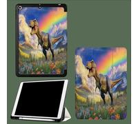 Case for iPad Pro 12.9 2022/2021/2020, Leather Tri-fold Stand Case Smart Cover with Auto Sleep/Wake, for iPad Pro 12.9 Inch 6th/5th/4th Generation Hills Flowers Dinosaur Animal-Green
