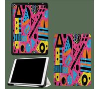 Case for iPad Pro 12.9 2022/2021/2020, Leather Tri-fold Stand Case Smart Cover with Auto Sleep/Wake, for iPad Pro 12.9 Inch 6th/5th/4th Generation 90S Geometry Abstract Triangle-Rose Red