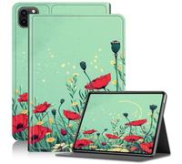 Case for iPad Pro 12.9 6th Generation 2022, Soft TPU Cover for iPad Pro 12.9 5th Gen 2021, Multiple Angle Shockproof Stand Case for iPad Pro 12.9 4th Gen 2020 Auto Wake/Sleep, Small Red Flower