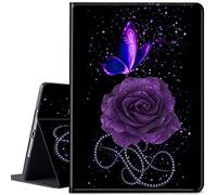 Case for iPad Pro 12.9 Case 2022/2021/2020/2018, Lightweight Auto Sleep/Wake Smart Case for iPad Pro 12.9 Inch 6th Gen 2022/5th Gen 2021/4th Gen 2020/3rd Gen 2018, Purple Rose Butterfly