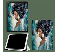 Case for iPad Pro 12.9 Case 4th/5th/6th Generation 2020/2021/2022,Slim Lightweight Smart Shell Stand Cover with Auto Wake/Sleep African Woman Cartoon Character-Blue