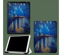 Case for iPad Pro 12.9 Case 4th/5th/6th Generation 2020/2021/2022,Slim Lightweight Smart Shell Stand Cover with Auto Wake/Sleep Starry Night Couple Bridge Romantic Abstract River-Blue