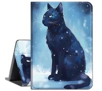 Case for iPad Pro 12.9 Case 5th / 6th Generation Case 2021/2022,Slim Lightweight Smart Shell Stand Cover with Auto Wake/Sleep for iPad Pro 12.9 inch,Black cat on Snow