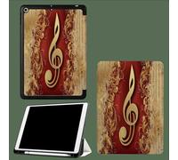 Case for iPad Pro 12.9 Case 6th/5th/4th Generation, TPU Flexible Back Cover with Pencil Holder for iPad 12.9 Pro 2022/2021/2020, Auto Wake/Sleep Golden Note Abstract Music-Gold