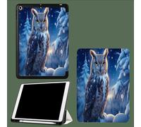 Case for iPad Pro 12.9 Case 6th/5th/4th Generation, TPU Flexible Back Cover with Pencil Holder for iPad 12.9 Pro 2022/2021/2020, Auto Wake/Sleep Pine Forest Owl-Blue
