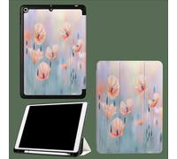 Case for iPad Pro 12.9 Inch 2022 2021 2020(6th/5th/4th Generation)with Pencil Holder,Trifold Stand Lightweight Smart Cover with Auto Wake/Sleep Pink Petals Plants Flowers