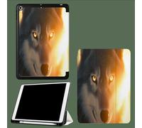 Case for iPad Pro 12.9 Inch 6th/5th/4th 2022 2021 2020, with Pencil Holder, Auto Wake/Sleep, Slim Stand Soft Back Shell Smart Cover Wolf Sunset Animals-Orange
