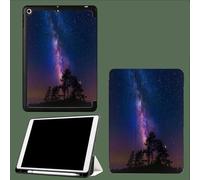 Case for iPad Pro 12.9 Inch 6th/5th/4th 2022 2021 2020, with Pencil Holder, Auto Wake/Sleep, Slim Stand Soft Back Shell Smart Cover Starry Sky Aurora Night Scene Trees-Purple