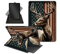 Case for iPad Pro 12.9 Inch 6th/5th/4th Gen (2022/2021/2020) / iPad Air 13 Inch M3/M2 (2024/2025),360 Degree Rotating Protective Stand Cover with Auto Wake/Sleep,American Deer Flag Pink