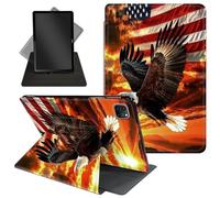 Case for iPad Pro 12.9 Inch 6th/5th/4th Gen (2022/2021/2020) / iPad Air 13 Inch M3/M2 (2024/2025),360 Degree Rotating Protective Stand Cover with Auto Wake/Sleep,American Flag Bald Eagle