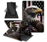 Case for iPad Pro 12.9 Inch 6th/5th/4th Gen (2022/2021/2020) / iPad Air 13 Inch M3/M2 (2024/2025),360 Degree Rotating Protective Stand Cover with Auto Wake/Sleep,Cute Eagle American Flag