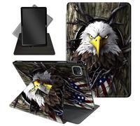 Case for iPad Pro 12.9 Inch 6th/5th/4th Gen (2022/2021/2020) / iPad Air 13 Inch M3/M2 (2024/2025),360 Degree Rotating Protective Stand Cover with Auto Wake/Sleep,Bald Eagle American Flag