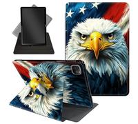 Case for iPad Pro 12.9 Inch 6th/5th/4th Gen (2022/2021/2020) / iPad Air 13 Inch M3/M2 (2024/2025),360 Degree Rotating Protective Stand Cover with Auto Wake/Sleep,American Flag Eagle-1197
