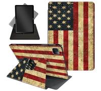 Case for iPad Pro 12.9 Inch 6th/5th/4th Gen (2022/2021/2020) / iPad Air 13 Inch M3/M2 (2024/2025),360 Degree Rotating Protective Stand Cover with Auto Wake/Sleep,Vintage American Flag