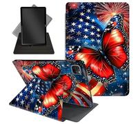 Case for iPad Pro 12.9 Inch 6th/5th/4th Gen (2022/2021/2020) / iPad Air 13 Inch M3/M2 (2024/2025),360 Degree Rotating Protective Stand Cover with Auto Wake/Sleep,Butterfly American Flag