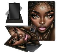 Case for iPad Pro 12.9 Inch 6th/5th/4th Gen (2022/2021/2020) / iPad Air 13 Inch M3/M2 (2024/2025),360 Degree Rotating Protective Stand Cover with Auto Wake/Sleep,African American Women