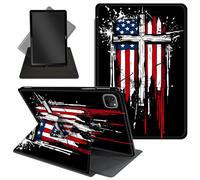 Case for iPad Pro 12.9 Inch 6th/5th/4th Gen (2022/2021/2020) / iPad Air 13 Inch M3/M2 (2024/2025),360 Degree Rotating Protective Stand Cover with Auto Wake/Sleep,American Flag Cross
