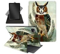 Case for iPad Pro 12.9 Inch 6th/5th/4th Gen (2022/2021/2020) / iPad Air 13 Inch M3/M2 (2024/2025),360 Degree Rotating Protective Stand Cover with Auto Wake/Sleep,Great Horned Owl