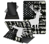 Case for iPad Pro 12.9 Inch 6th/5th/4th Gen (2022/2021/2020) / iPad Air 13 Inch M3/M2 (2024/2025),360 Degree Rotating Protective Stand Cover with Auto Wake/Sleep,American Flag Elk Deer Shadow
