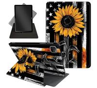 Case for iPad Pro 12.9 Inch 6th/5th/4th Gen (2022/2021/2020) / iPad Air 13 Inch M3/M2 (2024/2025),360 Degree Rotating Protective Stand Cover with Auto Wake/Sleep,American Flag Skull