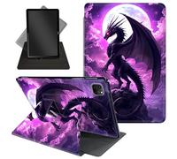 Case for iPad Pro 12.9 Inch 6th/5th/4th Gen (2022/2021/2020) / iPad Air 13 Inch M3/M2 (2024/2025),360 Degree Rotating Protective Stand Cover with Auto Wake/Sleep,Majestic Dinosaur and Moon