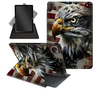 Case for iPad Pro 12.9 Inch 6th/5th/4th Gen (2022/2021/2020) / iPad Air 13 Inch M3/M2 (2024/2025),360 Degree Rotating Protective Stand Cover with Auto Wake/Sleep,American Flag Eagle -290