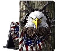 Case for iPad Pro 12.9 Inch 6th/5th/4th Gen (2022/2021/2020)/iPad Air 13 Inch M3/M2 (2024/2025),Adjustable Folio Anti-Slide Stand Smart Cover with Auto Wake/Sleep,Bald Eagle American Flag
