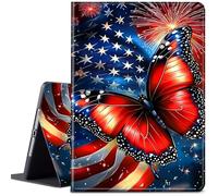 Case for iPad Pro 12.9 Inch 6th/5th/4th Gen (2022/2021/2020)/iPad Air 13 Inch M3/M2 (2024/2025),Adjustable Folio Anti-Slide Stand Smart Cover with Auto Wake/Sleep, Butterfly American Flag