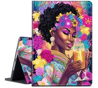 Case for iPad Pro 12.9 Inch 6th/5th/4th Gen (2022/2021/2020)/iPad Air 13 Inch M3/M2 (2024/2025),Adjustable Folio Anti-Slide Stand Smart Cover with Auto Wake/Sleep,African American Girl