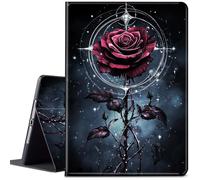 Case for iPad Pro 12.9 Inch 6th/5th/4th Gen (2022/2021/2020)/iPad Air 13 Inch M3/M2 (2024/2025),Adjustable Folio Anti-Slide Stand Smart Cover with Auto Wake/Sleep,Burgundy Rose Silver Circle