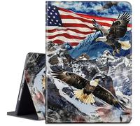 Case for iPad Pro 12.9 Inch 6th/5th/4th Gen (2022/2021/2020)/iPad Air 13 Inch M3/M2 (2024/2025),Adjustable Folio Anti-Slide Stand Smart Cover with Auto Wake/Sleep, American Flag Eagles
