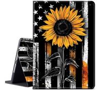 Case for iPad Pro 12.9 Inch 6th/5th/4th Gen (2022/2021/2020)/iPad Air 13 Inch M3/M2 (2024/2025),Adjustable Folio Anti-Slide Stand Smart Cover with Auto Wake/Sleep,Sunflower American Flag