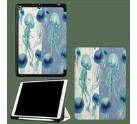 Case For Ipad Pro 12.9 Inch 6Th/5Th/4Th Gen, Cartoon Jellyfish Ocean Biology Protective Cover For Ipad Pro 12.9" 2022 2021 2020, Tablet Case With Auto Sleep/Wake + Pencil Holder,-Blue
