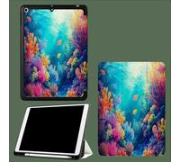 Case For Ipad Pro 12.9 Inch 6Th/5Th/4Th Gen, Underwater World Cartoon Coral Protective Cover For Ipad Pro 12.9" 2022 2021 2020, Tablet Case With Auto Sleep/Wake + Pencil Holder,-Blue