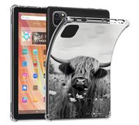 Case for iPad Pro 12.9 Inch 6th/5th/4th Generation (2022/2021/2020)- Clear Slim Lightweight Soft Flexible TPU Bumper Cushioning Protection Shell Cover,Highland Cow Ox Cattle