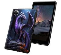 Case for iPad Pro 12.9 inch 6th/5th/4th Generation 2022/2021/2020 Release Slim Lightweight Soft TPU Silicone Non-Slip Shock Proof Protective Black Tablet Cover - Purple Dragon