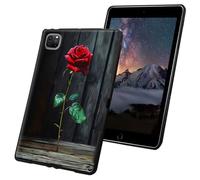 Case for iPad Pro 12.9 inch 6th/5th/4th Generation 2022/2021/2020 Release Slim Lightweight Soft TPU Silicone Non-Slip Shock Proof Protective Black Tablet Cover - Red Rose on Wood