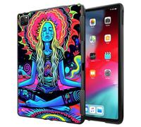Case for iPad Pro 12.9 Inch (6th/5th Generation 2022/2021) Ultra-Thin Slim Lightweight Shockproof Black TPU Silicone Protective Back Shell Cover for Kids Women,Girls Meditate