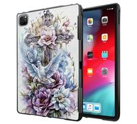 Case for iPad Pro 12.9 Inch (6th/5th Generation 2022/2021) Ultra-Thin Slim Lightweight Shockproof Black TPU Silicone Protective Back Shell Cover for Kids Women,Pigeon Cross