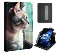 Case for iPad Pro 13 inch 2024/2025 (M4),360° Rotating Stand Case with Hand Strap, Shockproof Protective Cover with Auto Sleep/Wake,Cat Window