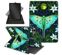 Case for iPad Pro 13 Inch 2024 7th Generationg (M4),360 Degree Rotating Protective Stand Cover with Auto Wake/Sleep,for iPad Pro 13 Inch 2024,Green Luna Moth & Moon