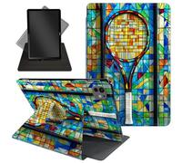 Case for iPad Pro 13 Inch 2024 7th Generationg (M4),360 Degree Rotating Protective Stand Cover with Auto Wake/Sleep,for iPad Pro 13 Inch 2024,Stained Glass Tennis Racket